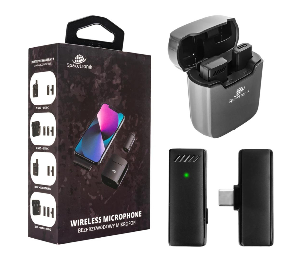 Spacetronik Mikrofon krawatowy bezprzewodowy SPU-WM11C USB-C - 1153943 - zdjęcie 11